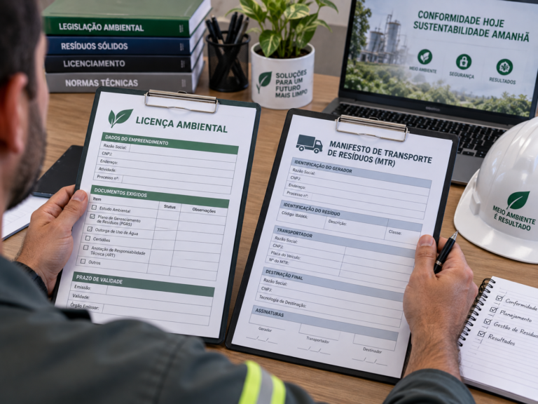 Profissional compara os documentos CADRI e MTR usados na gestão de resíduos industriais
